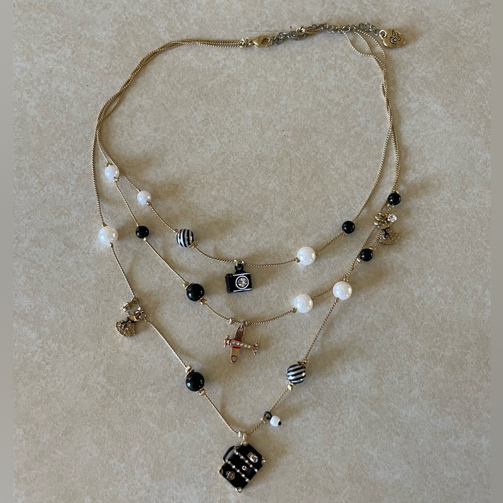 Betsey Johnson Gold Layered Wanderlust Charm Necklace - Whimsical Boho